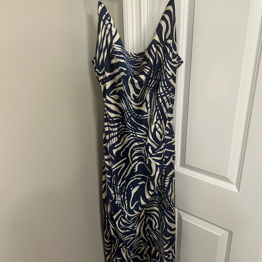 Dress Forum Navy and Cream Midi Dress